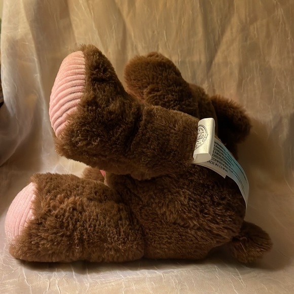 Brown stuffed bunny with pink ears, bow & feet 3 & up - Picture 8 of 13